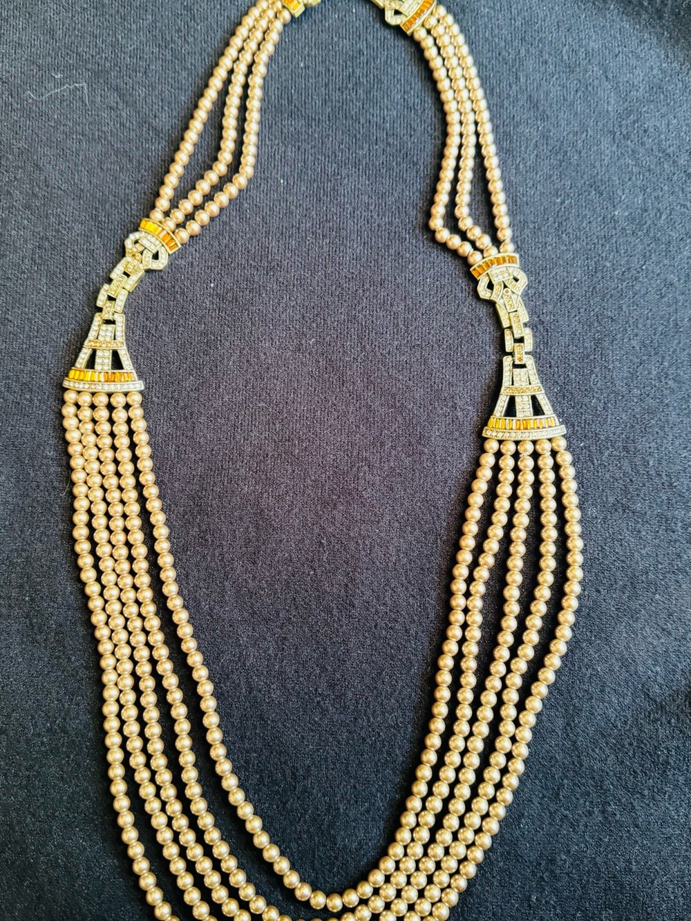 Heidi Daus Multi-Strand Champagne Pearl and Gold-Tone Statement Necklace